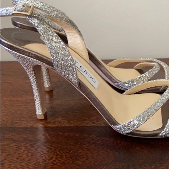 Jimmy Choo Silver Glitter Sandals 38 - Picture 2 of 3